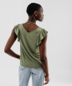 Tee-shirt sans manches pailleté et volanté femme